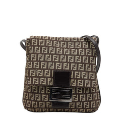 フェンディ ズッキーノ ショルダーバッグ ブラウン キャンバス レザー レディース FENDI 【中古】