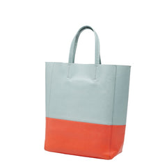 セリーヌ バーティカル カバ スモール トートバッグ ショルダーバッグ 2WAY ライトブルー オレンジ レザー レディース CELINE 【中古】