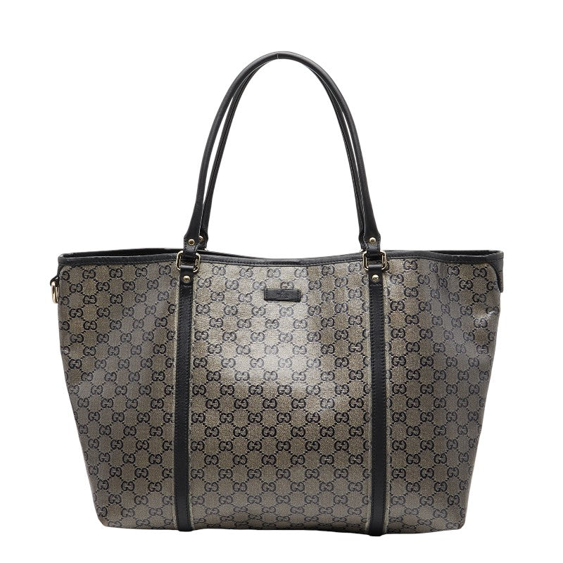 グッチ GGクリスタル トートバッグ 197954 グレー ブラック PVC レザー レディース GUCCI 【中古】
