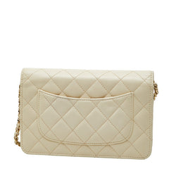 シャネル ココマーク マトラッセ ショルダーバッグ チェーンウォレット ホワイト キャビアスキン レディース CHANEL 【中古】