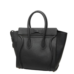 セリーヌ ラゲージ マイクロショッパー ハンドバッグ ブラック レザー レディース CELINE 【中古】