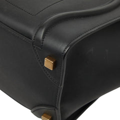 セリーヌ ラゲージ マイクロショッパー ハンドバッグ ブラック レザー レディース CELINE 【中古】