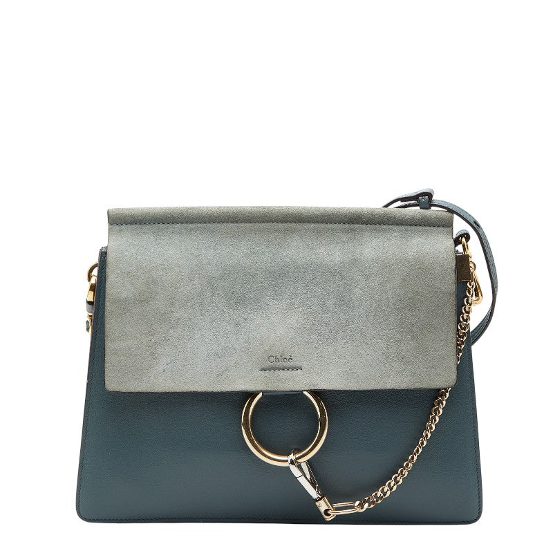 クロエ フェイ ショルダーバッグ ブルー グリーン レザー スウェード レディース Chloe 【中古】