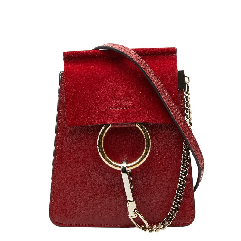 クロエ フェイ 斜め掛け ショルダーバッグ レッド レザー スウェード レディース Chloe 【中古】