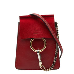 クロエ フェイ 斜め掛け ショルダーバッグ レッド レザー スウェード レディース Chloe 【中古】