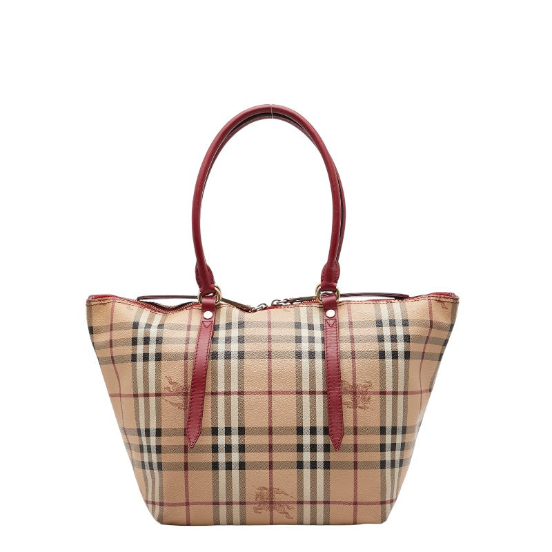 バーバリー ノバチェック シャドーホース トートバッグ ベージュ マルチカラー PVC レザー レディース BURBERRY 【中古】