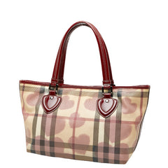 バーバリー ノバチェック ハート トートバッグ ベージュ マルチカラー PVC パテントレザー レディース BURBERRY 【中古】