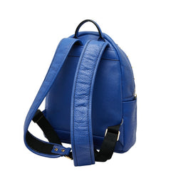 エム シー エム スタッズ リュック バックパック ブルー レザー レディース MCM 【中古】