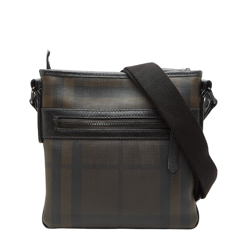 バーバリー 斜め掛け ショルダーバッグ ブラウン ブラック PVC レザー レディース BURBERRY 【中古】
