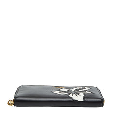 プラダ フラワー フラ ハワイ 長財布 ブラック レザー レディース PRADA 【中古】