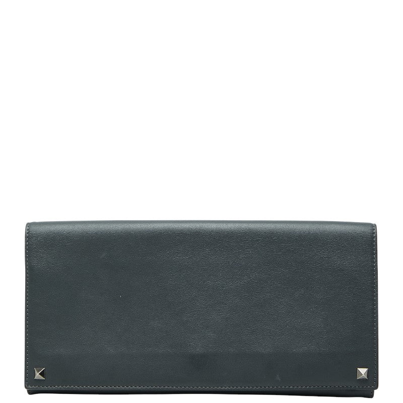 ヴァレンティノ ロックスタッズ クラッチバッグ セカンドバッグ グレー レザー レディース VALENTINO 【中古】