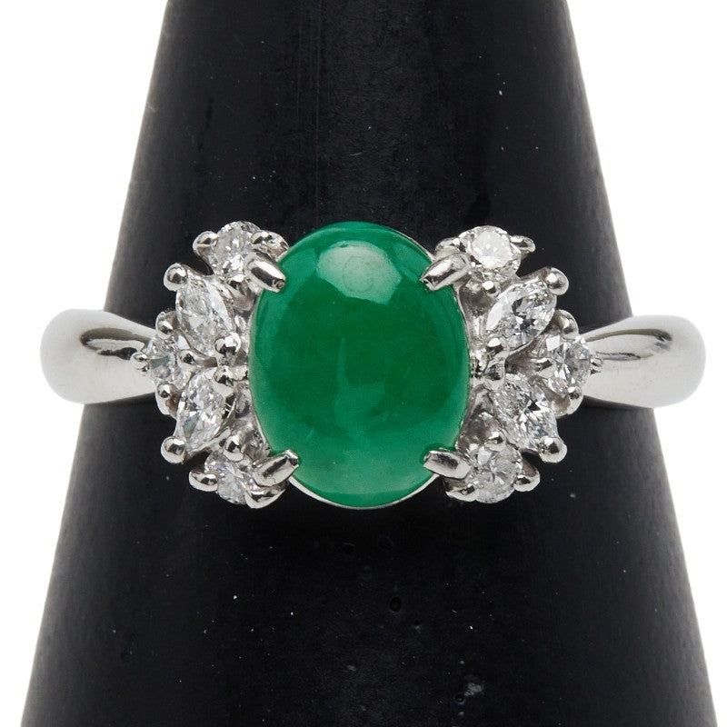 Pt900 プラチナ ヒスイ1.61ct ダイヤ0.34ct リング 指輪 レディース 15号 【中古】