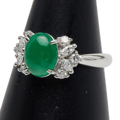 Pt900 プラチナ ヒスイ1.61ct ダイヤ0.34ct リング 指輪 レディース 15号 【中古】