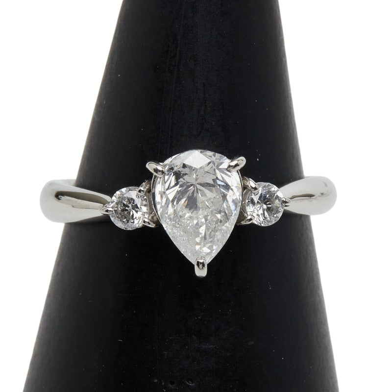 Pt900 プラチナ ダイヤ1.00ct ダイヤ0.17ct ペアーシェイプ リング 指輪 レディース 9号 【中古】