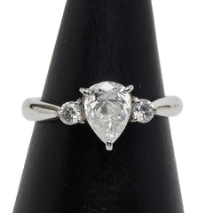 Pt900 プラチナ ダイヤ1.00ct ダイヤ0.17ct ペアーシェイプ リング 指輪 レディース 9号 【中古】
