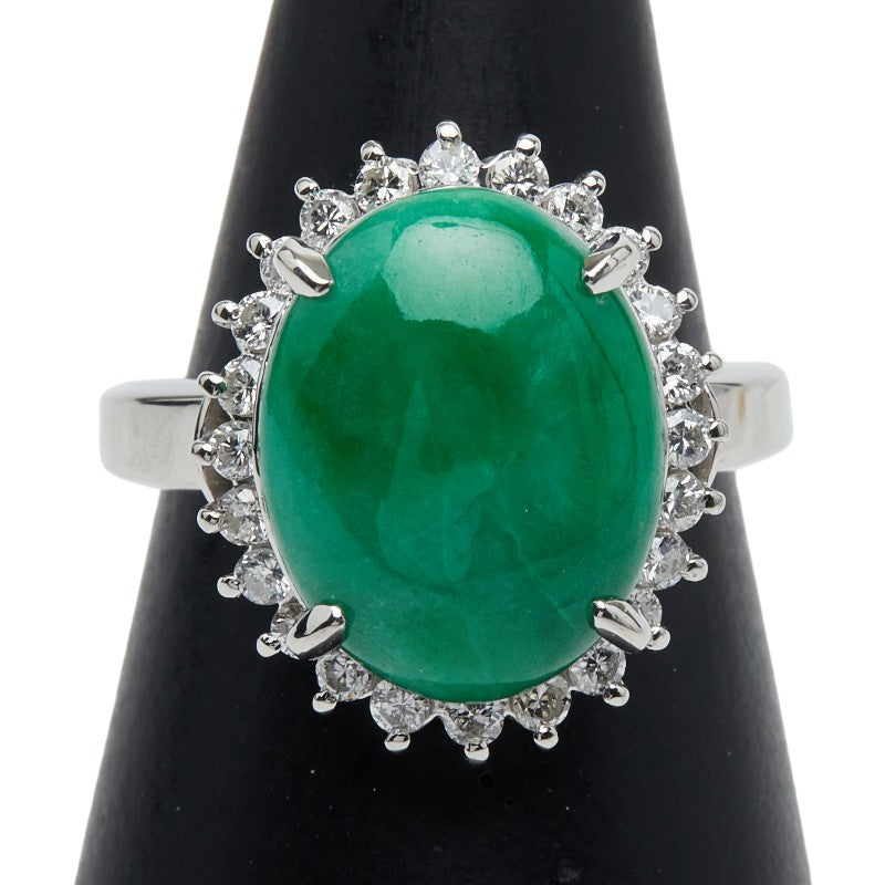 Pt900 プラチナ ヒスイ5.73ct ダイヤ0.48ct リング 指輪 レディース 11号 【中古】