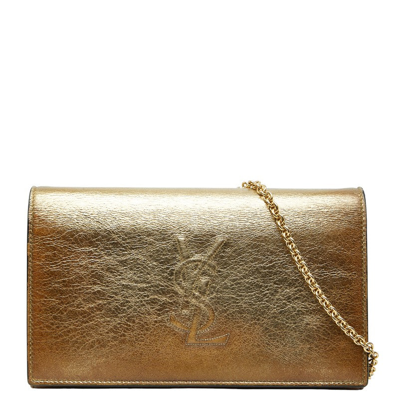 サンローラン YSLロゴ チェーン ショルダーバッグ ゴールド レザー レディース SAINT LAURENT 【中古】