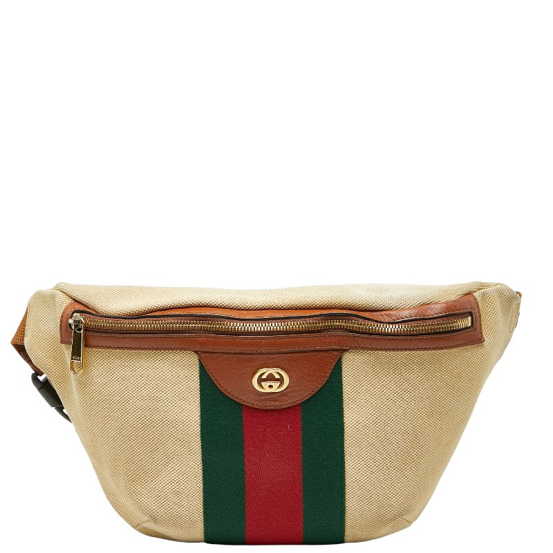 グッチ ヴィンテージ シェリーライン ボディバッグ 575082 ブラウン キャンバス レザー レディース GUCCI 【中古】