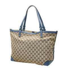 グッチ GGキャンバス トートバッグ 247209 ベージュ ブルー キャンバス レザー レディース GUCCI 【中古】