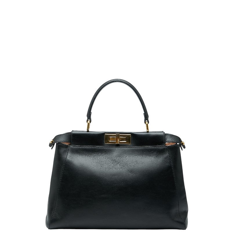 フェンディ ピーカブー レギュラー ハンドバッグ ブラック レザー レディース FENDI 【中古】