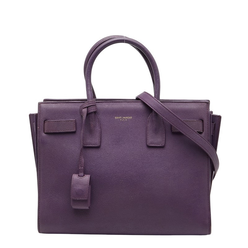サンローラン サックドジュール ナノ ハンドバッグ ショルダーバッグ 2WAY パープル レザー レディース SAINT LAURENT 【中古】