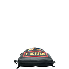 フェンディ ロゴ フェイス リュック バックパック ナップサック 7VZ034 ブラック マルチカラー ナイロン レザー レディース FENDI 【中古】