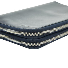 バーバリー オーガナイザー トラベルケース 長財布 ネイビー レザー メンズ BURBERRY 【中古】