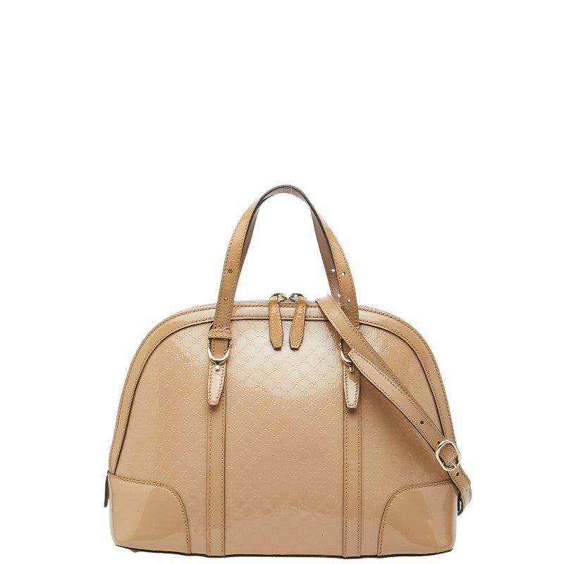 グッチ マイクログッチシマ ハンドバッグ ショルダーバッグ 2WAY 309617 ベージュ エナメル レディース GUCCI 【中古】