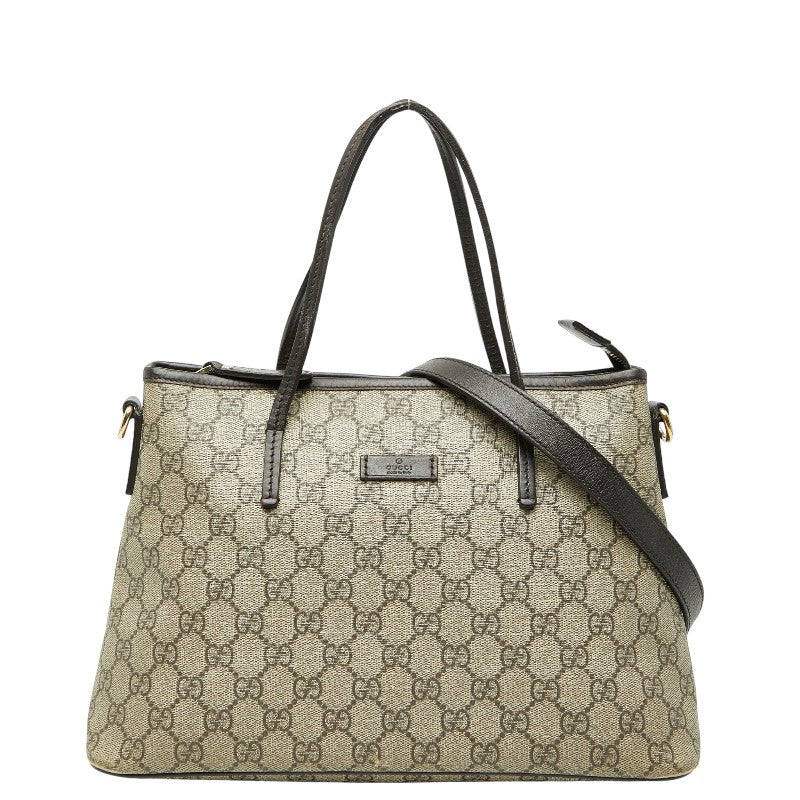 グッチ GGスプリーム ハンドバッグ ショルダーバッグ 2WAY 353440 ベージュ ブラウン PVC レザー レディース GUCCI 【中古】