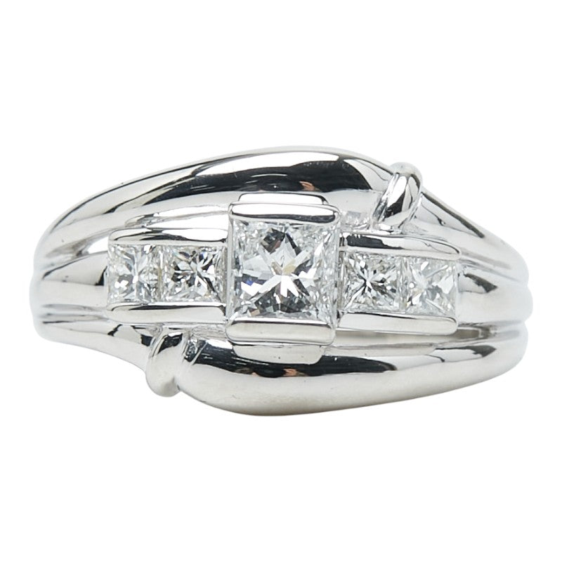 Pt900 プラチナ ダイヤ0.35ct ダイヤ0.34ct リング 指輪 レディース 12.5号 【中古】