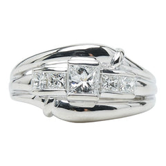 Pt900 プラチナ ダイヤ0.35ct ダイヤ0.34ct リング 指輪 レディース 12.5号 【中古】