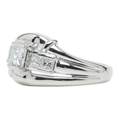 Pt900 プラチナ ダイヤ0.35ct ダイヤ0.34ct リング 指輪 レディース 12.5号 【中古】