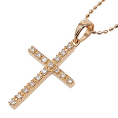 フォリフォリ K18PG ピンクゴールド ダイヤ0.11ct クロスモチーフ ネックレス レディース Folli Follie 【中古】