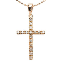 フォリフォリ K18PG ピンクゴールド ダイヤ0.11ct クロスモチーフ ネックレス レディース Folli Follie 【中古】