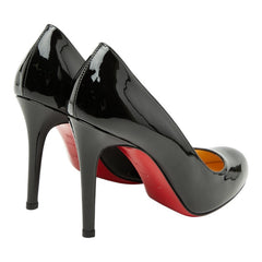 クリスチャンルブタン ラウンドトゥ パンプス ハイヒール サイズ：36 ブラック レッド レザー レディース Christian Louboutin 【中古】