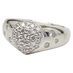 Pt900 プラチナ ダイヤ0.35ct ハートモチーフ リング 指輪 レディース 5.5号 【中古】