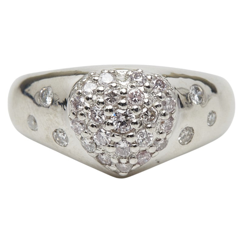 Pt900 プラチナ ダイヤ0.35ct ハートモチーフ リング 指輪 レディース 5.5号 【中古】
