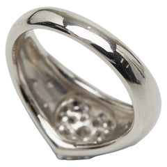 Pt900 プラチナ ダイヤ0.35ct ハートモチーフ リング 指輪 レディース 5.5号 【中古】