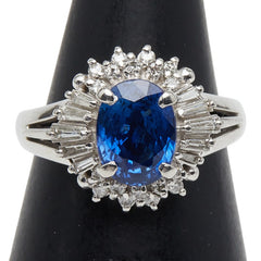 Pt900 プラチナ サファイア2.10ct ダイヤ0.34ct リング 指輪 レディース 9号 【中古】
