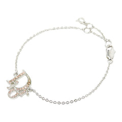 クリスチャンディオール ロゴ ラインストーン ブレスレット シルバー ピンク メタル レディース Christian Dior 【中古】