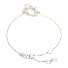 クリスチャンディオール ロゴ ラインストーン ブレスレット シルバー ピンク メタル レディース Christian Dior 【中古】
