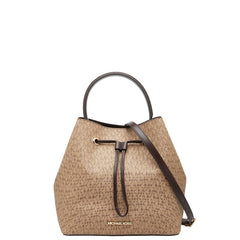 マイケルコース MKシグネチャー ハンドバッグ ショルダーバッグ 2WAY ベージュ ブラウン PVC レザー レディース Michael Kors 【中古】