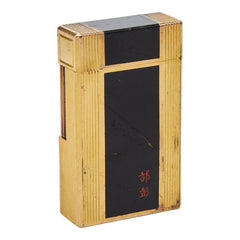 デュポン ライン1 都彭 ガスライター ローラー式 着火不可 ゴールド ブラック メッキ メンズ Dupont 【中古】