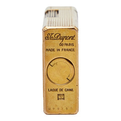 デュポン ライン1 都彭 ガスライター ローラー式 着火不可 ゴールド ブラック メッキ メンズ Dupont 【中古】