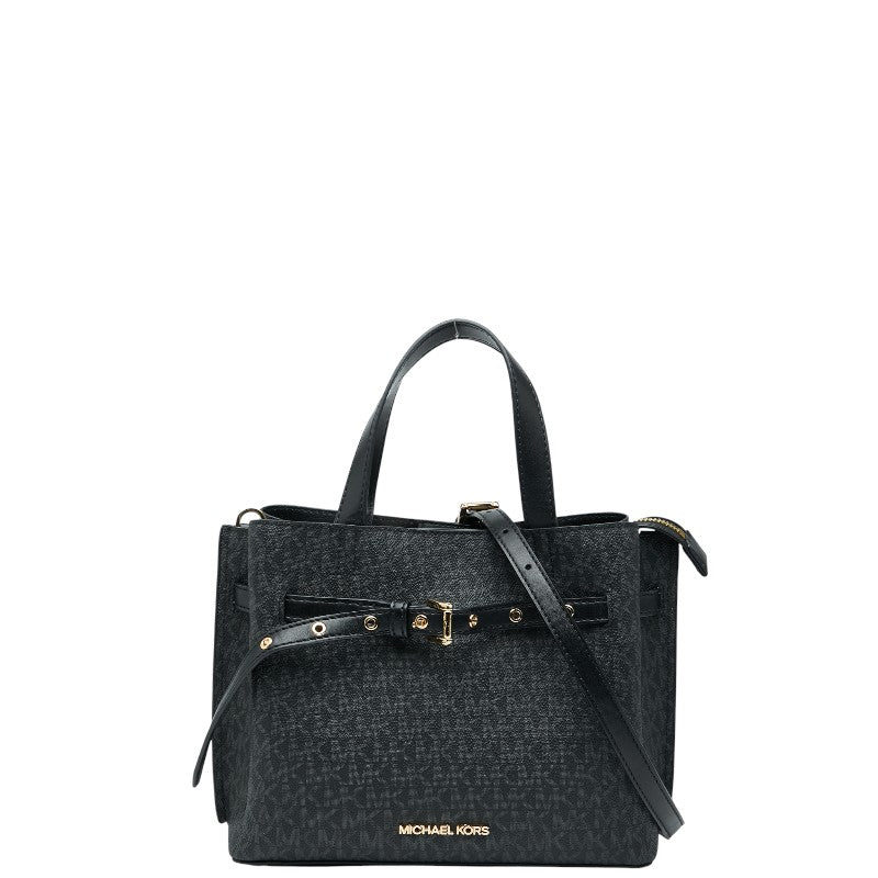 マイケルコース MKシグネチャー ハンドバッグ ショルダーバッグ 2WAY ブラック PVC レザー レディース Michael Kors 中古