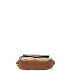 マイケルコース ロゴ MAISIE 2 IN 1 カメラ クロスボディ ショルダーバッグ ブラウン キャンバス レザー レディース Michael Kors 【中古】
