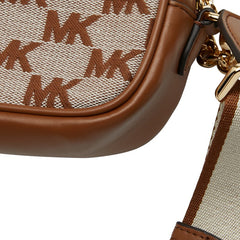 マイケルコース ロゴ MAISIE 2 IN 1 カメラ クロスボディ ショルダーバッグ ブラウン キャンバス レザー レディース Michael Kors 【中古】