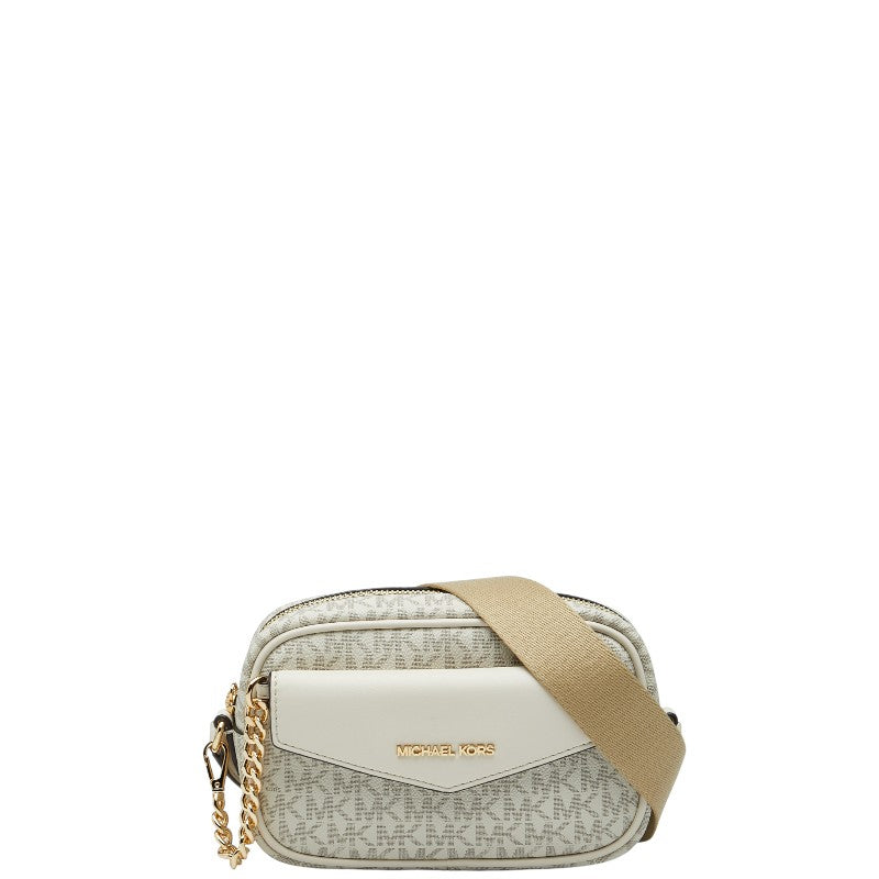 マイケルコース MKシグネチャー MAISIE 2 IN 1 カメラ クロスボディ ショルダーバッグ ホワイト ベージュ レザー PVC レディース Michael Kors 【中古】