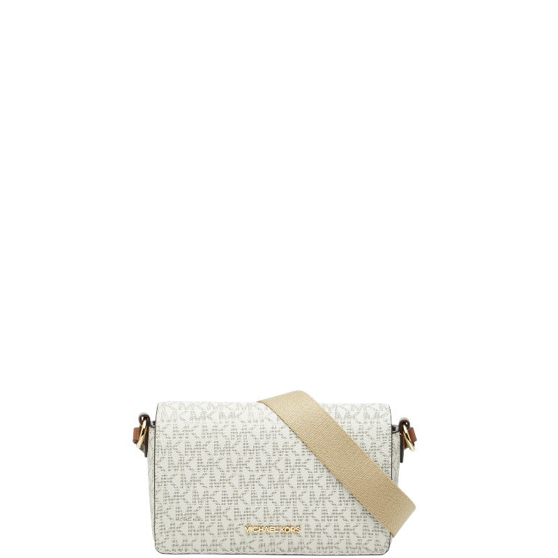 マイケルコース MKシグネチャー ショルダーバッグ ホワイト ベージュ ブラウン PVC レザー レディース Michael Kors 【中古】