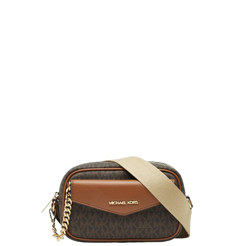 マイケルコース MKシグネチャー MAISIE 2 IN 1 カメラ クロスボディ ショルダーバッグ ブラウン PVC レザー レディース Michael Kors 【中古】